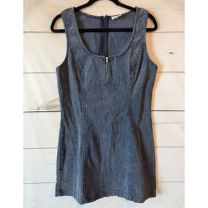 Le Lis Collection Blue Corduroy Mini Dress Sleeveless Zip Front SD9184 L